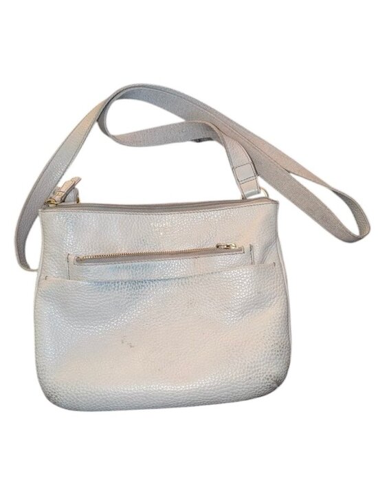 Fossil Handbags - *3 FOR $9* Fossil Leather Crossbody Neutral Handbag Purse Bag Pockets Taupe Grey
